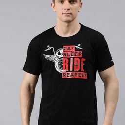 BRATMA Men Black Printed Round Neck T-shirt-image-37
