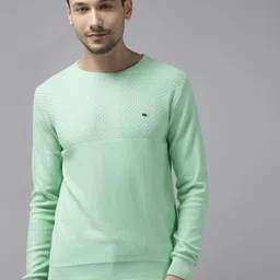 Blackberrys Men Green Self Design Pullover-image-48