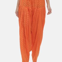 Souchii Women Orange Woven Design Loose-Fit Patiala-image-5