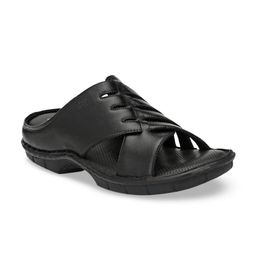 Hitz Men Black Leather Comfort Sandals-picture-24