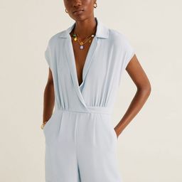 MANGO Women Blue Solid Playsuit-picture-0