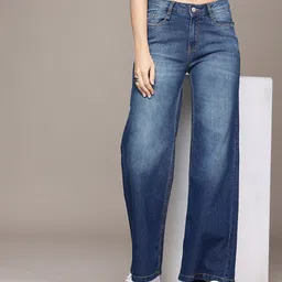 Roadster The Life Co. Women Wide Leg Heavy Fade Stretchable Jeans-image-2