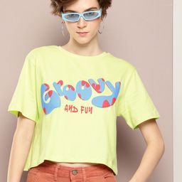 Kook N Keech Pure Cotton Typography Printed Oversized Crop T-shirt-image-62