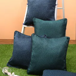 ROMEE Blue & Green Set of 5 Square Cushion Covers-20