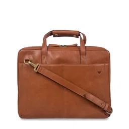 Hidesign Men Tan Brown Solid Leather Laptop Bag-image-66