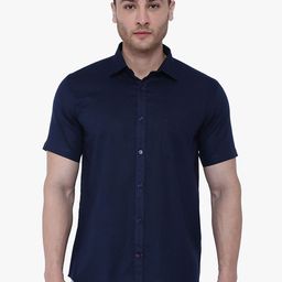 Southbay Men Blue Custom Tailored Fit Solid Formal Shirt-image-89