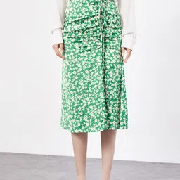 Urban Revivo Floral Print Ruched A-Line Skirt-picture-46
