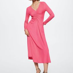 MANGO Pink Ruched A-Line Midi Dress-image-30