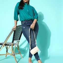 Sztori Plus Size Tie-Up Waist Shirt Style Top-image-68