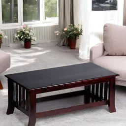Ikiriya Red Wooden Dark Walnut Finish Rectangle Coffee Table-8