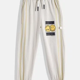 Happy Faces Boys Conversational Print Pleated Pure Cotton Joggers-image-83