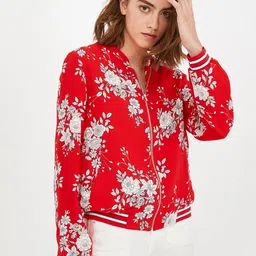 promod Women Red Printed Sporty Jacket-17