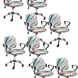 Cortina Set Of 8 White & Blue Abstract Chair Covers-20