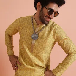 KISAH Men Jacquard Regular Fit Ethnic Motifs Kurta-image-72