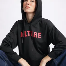 glitchez Text Talk Self-Design Printed Hooded Sweatshirt-73