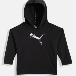 Puma Girls Black Printed Relaxed Fit Modern Hooded Sweatshirt-image-5
