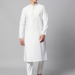 Manthan Men White Thread Work Kurta-image-75