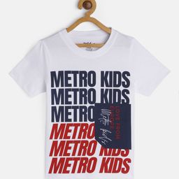 METRO KIDS COMPANY Boys White & Navy Blue Typography Printed T-shirt-image-92