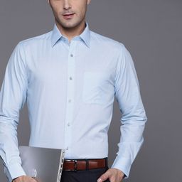 Raymond Men Blue Slim Fit Opaque Formal Shirt-image-16