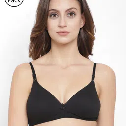 Floret Pack of 2 Black Solid Non-Wired Non Padded T-shirt Bras T3058-image-19