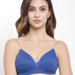 Floret Blue Solid Non-Wired Lightly Padded T-shirt Bra T3029-picture-48