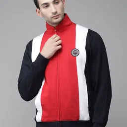 U S Polo Assn Men Red & Navy Blue Colourblocked Sweatshirt-picture-56