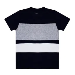 Luke & Lilly Boys Grey & Black Colourblocked V-Neck T-shirt-image-3