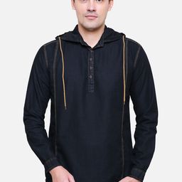 Kuons Avenue Men Black Solid Straight Kurta-image-36