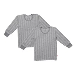 VIMAL JONNEY Kids Pack of 2 Grey Striped Thermal Tops-image-14