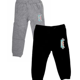 YK Disney Boys Set of 2 Black & Grey Solid Slim-Fit Joggers-5