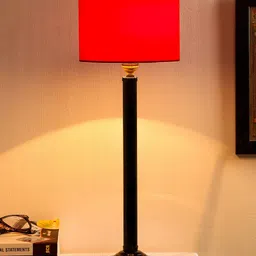 Devansh Red Solid Traditional Cylindrical Table Lamp-49