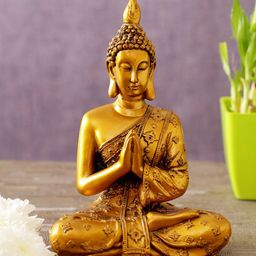 TIED RIBBONS Gold-Toned Polyresin Buddha Showpiece-image-75