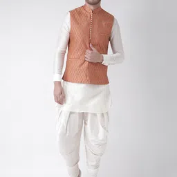 DEYANN Men Off-White Self Design Kurta with Patiala-image-33