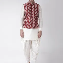 DEYANN Men Off-White Printed Kurta with Patiala-image-32