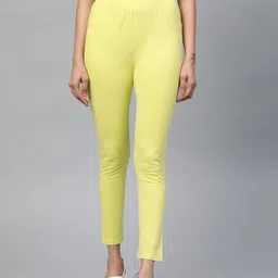 AURELIA Women Lime Green Solid Ankle Length Leggings-image-79