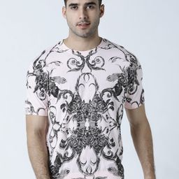 Huetrap Men Pink Printed Round Neck T-shirt-image-50