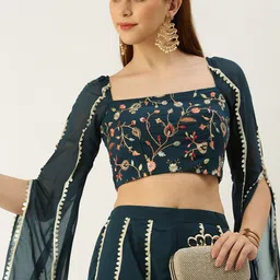 Ethnovog Women Embroidered Crop Top With Palazzos-18