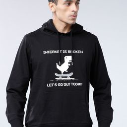LOCOMOTIVE Men Black Printed Hooded Sweatshirt-image-34