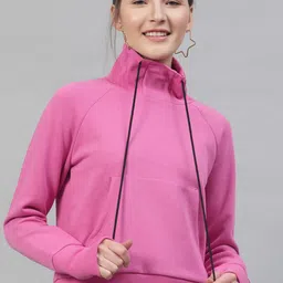 STREET 9 Women Pink Solid Hooded Sweatshirt-image-65