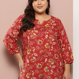 Sztori Plus Size Floral Printed Kurti-21