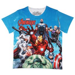 Marvel by Wear Your Mind Boys Blue & White Printed Round Neck T-shirt-image-101
