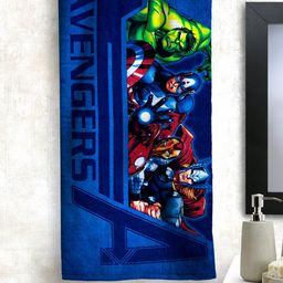 Marvel Kids Blue & Red Avengers Printed 350 GSM Bath Towel-image-24