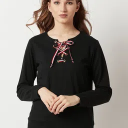 Miss Chase Women Black Solid Sweatshirt-image-24
