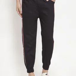 VOXATI Men Black Tapered Fit Solid Joggers-image-27
