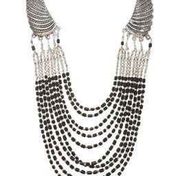 Bamboo Tree Black & Silver-Toned Beaded Handcrafted Necklace-image-17