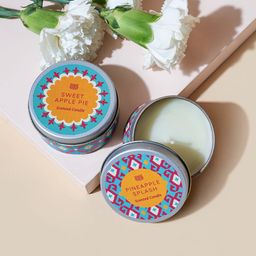 Chumbak Set Of 2 Blue & Red Printed Mini Tin Candles LIT Sustainable Evenings Gift Boxes-26