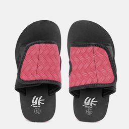YK Girls Black & Pink Textured Sliders-44