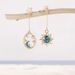 DressBerry Quirky Sun and Moon Drop Earrings-44