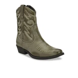 Delize Men Olive Green Cowboy Boots-image-38