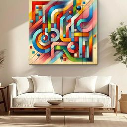 999Store Blue & Yellow Abstract Printed Canvas Wall Art-5